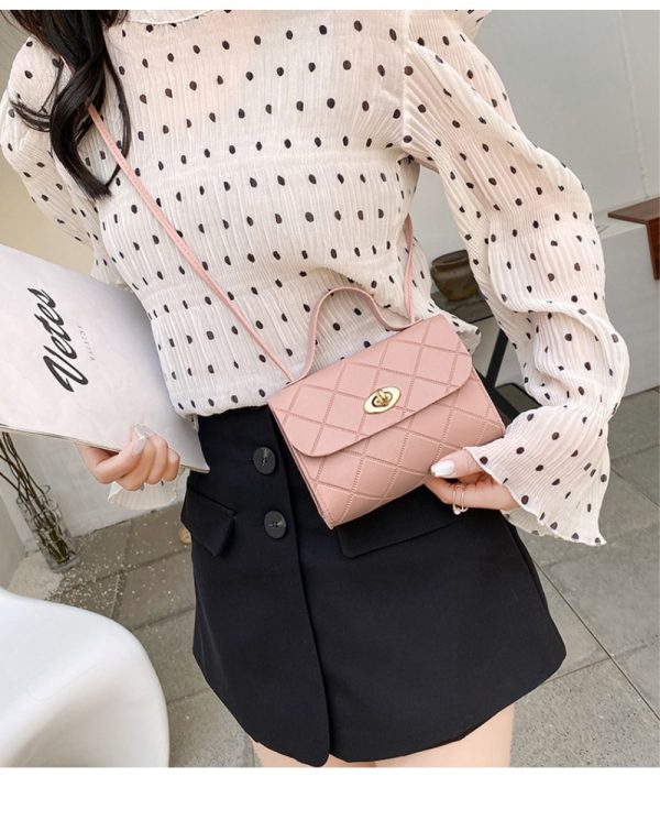 Women's Handbag New Rhombus Embroidery Thread Fashion Messenger Small Square Bag Fashion Casual Simple Bags for Women - Image 6