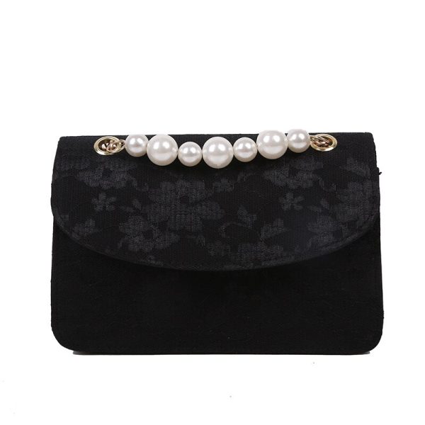 Women's Shoulder Bag Pearl Chain Small Square Bag New Messenger Bag Trendy Fashion Handbag Velvet Casual Simplal Crossbody Bags - Image 6