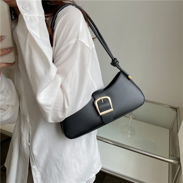 Women's Shoulder Bag Solid Color Popular Small Bag Trend Summer 2022 New Trendy Crossbody Bag Texture Shoulder Underarm Bag - Image 4