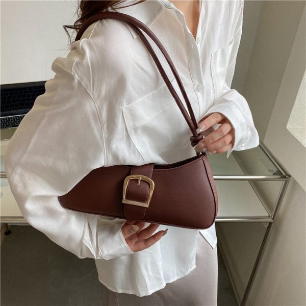 Women's Shoulder Bag Solid Color Popular Small Bag Trend Summer 2022 New Trendy Crossbody Bag Texture Shoulder Underarm Bag - Image 5