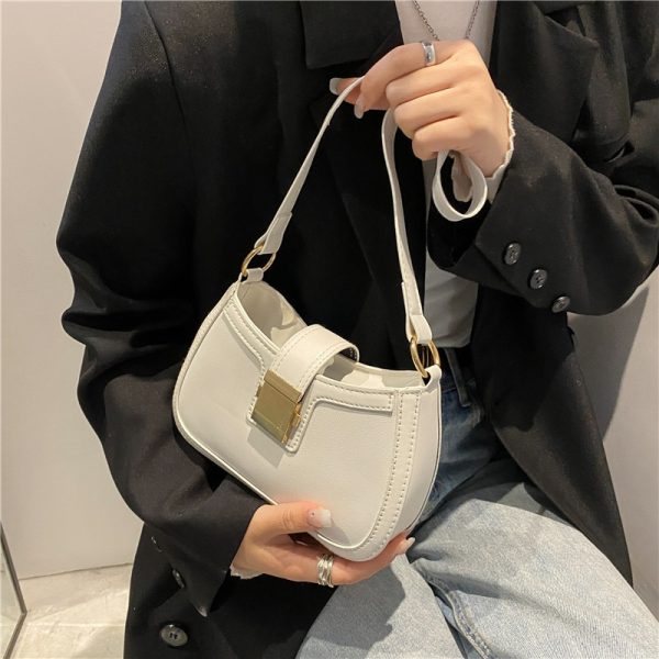 Women's Shoulder Bags New Fashion Simple Casual Western Temperament PU Simple Ladies Shoulder Bags Trendy Underarm Bags - Image 3
