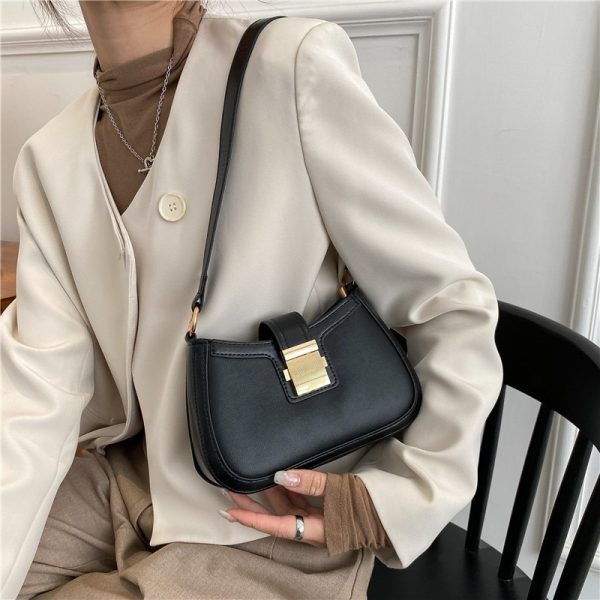 Women's Shoulder Bags New Fashion Simple Casual Western Temperament PU Simple Ladies Shoulder Bags Trendy Underarm Bags - Image 4